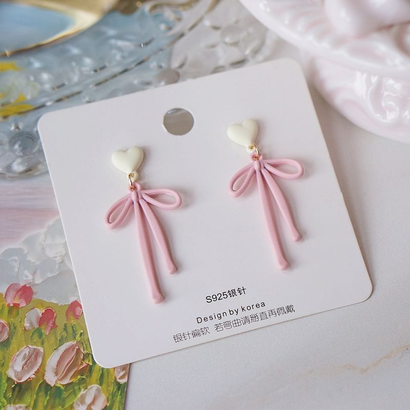 Heart Drop Bow Alloy Earring