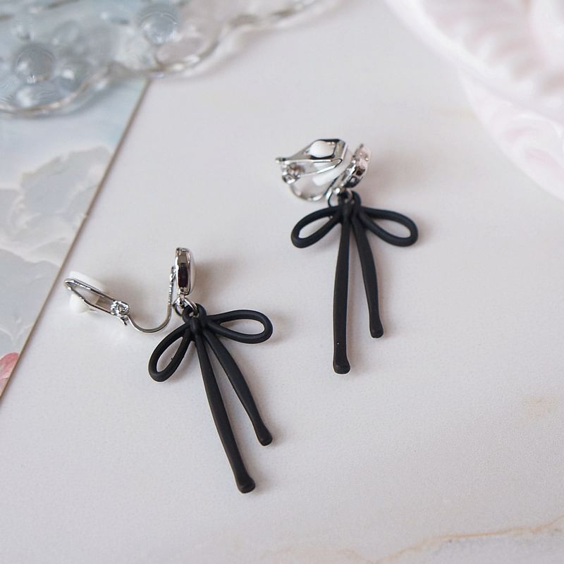 Heart Drop Bow Alloy Earring