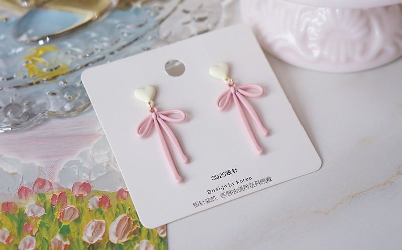 Heart Drop Bow Alloy Earring