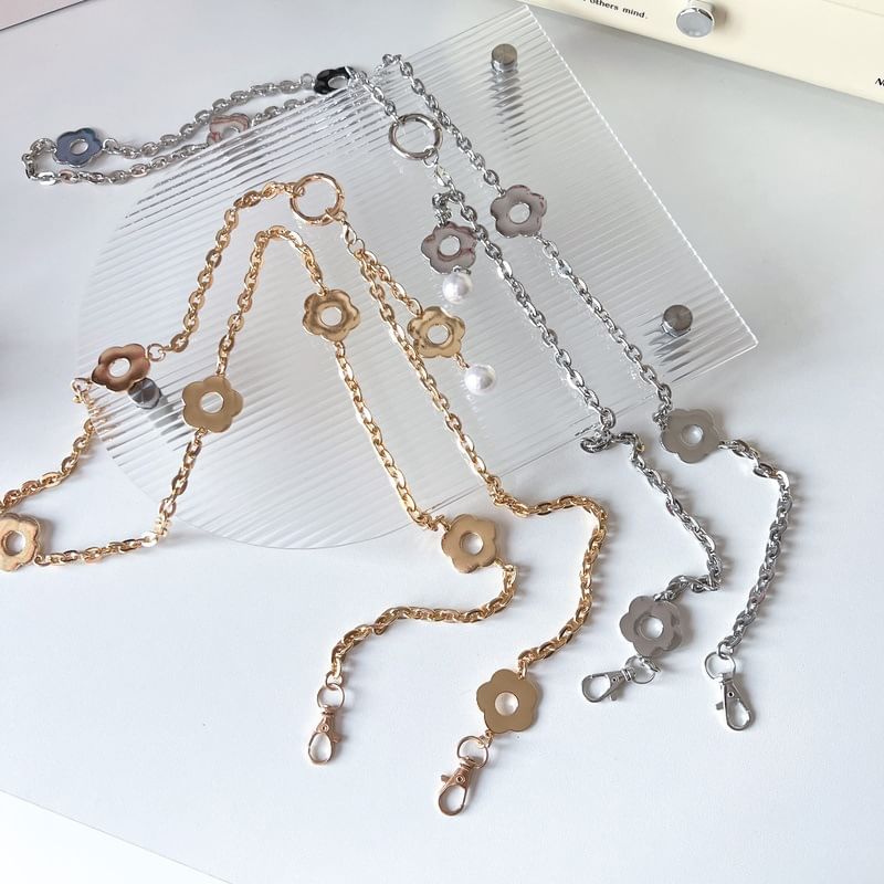 Lanyard Phone Pearl Floral Faux Alloy