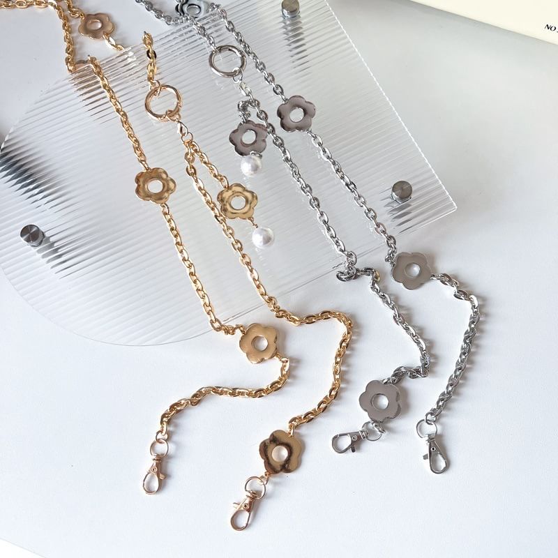 Lanyard Phone Pearl Floral Faux Alloy