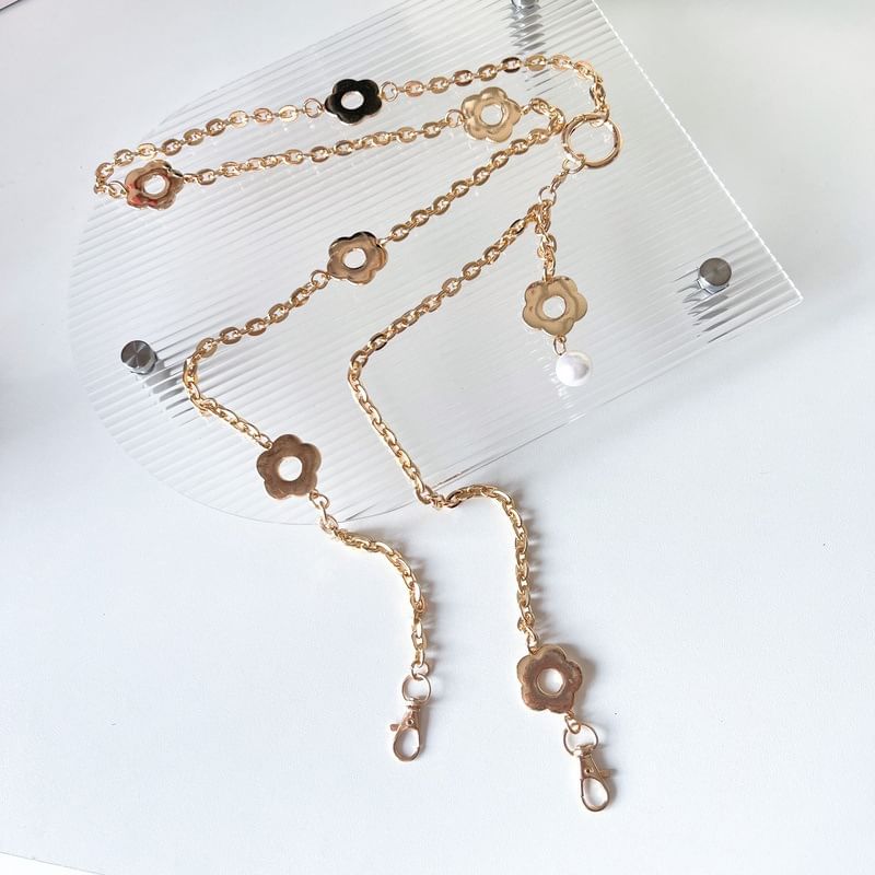 Lanyard Phone Pearl Floral Faux Alloy