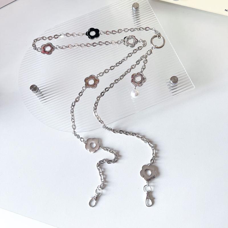 Lanyard Phone Pearl Floral Faux Alloy