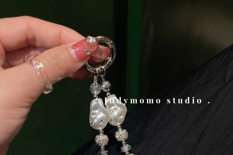 Strap Faux Rhinestone Phone Irregular Pearl