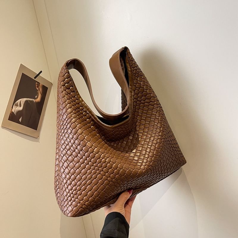 Shoulder Woven Faux Leather Bag
