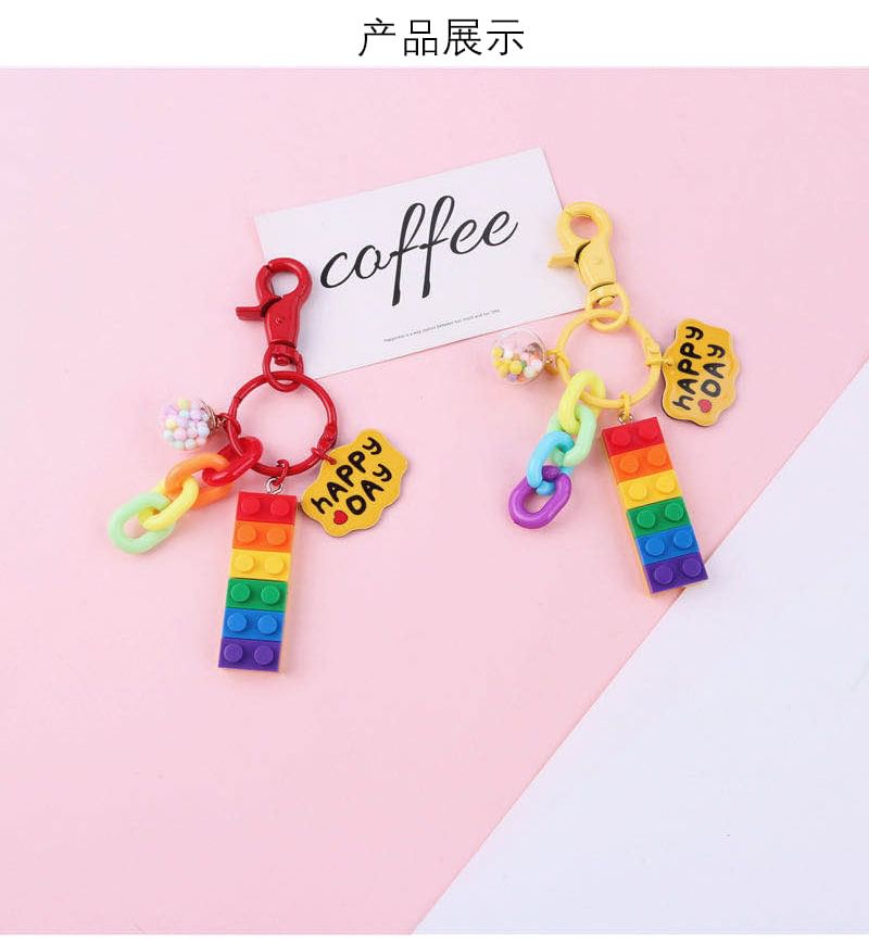 Rainbow Toy Block Bag Charm Keyring (Various Designs)