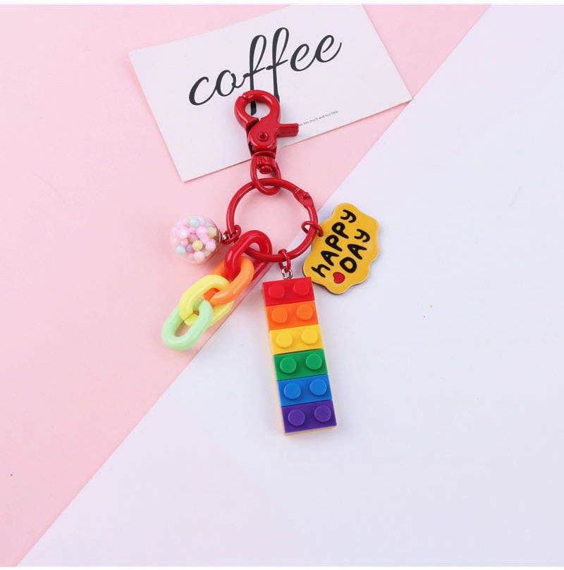 Rainbow Toy Block Bag Charm Keyring (Various Designs)