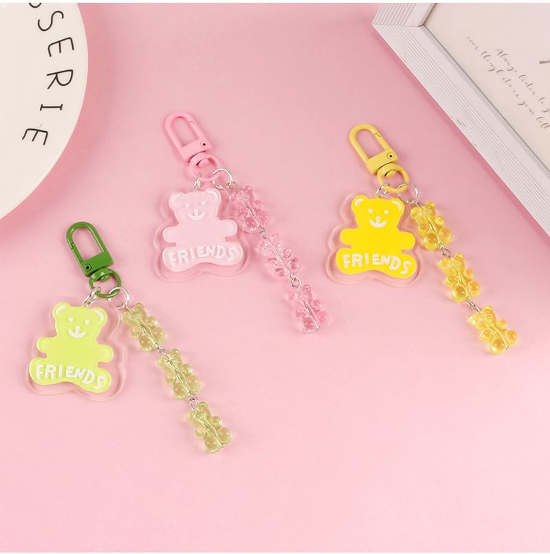 Bear Acrylic Bag Charm Keyring (Various Designs)