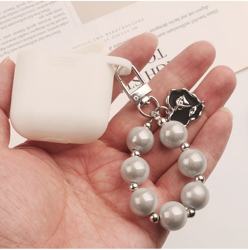 Heart Faux Pearl Bag Charm Keyring (Various Designs)