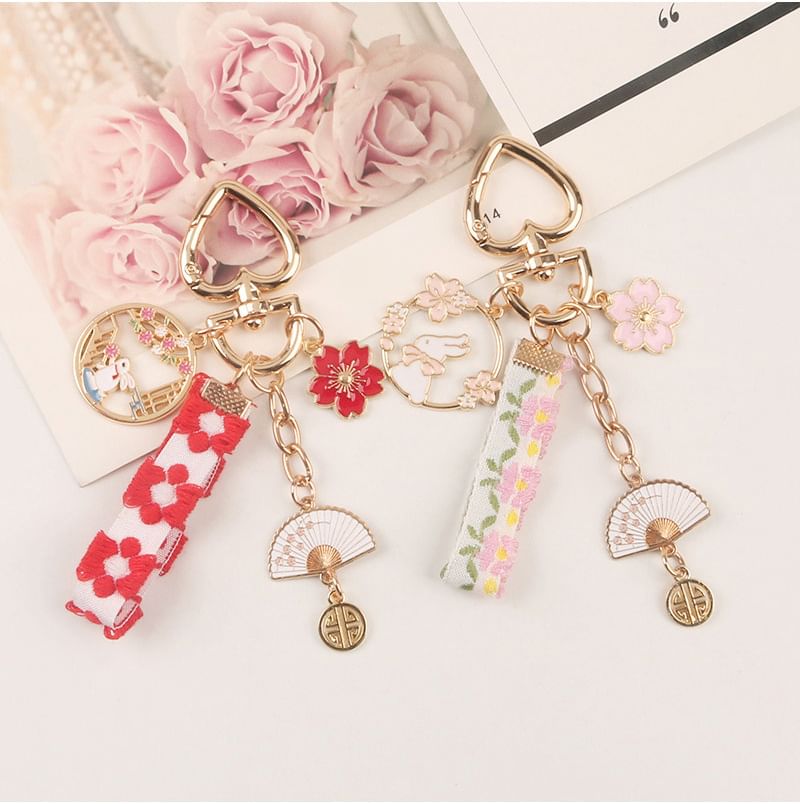 Rabbit Sakura Strap / Faux Pearl Bag Charm Keyring (Various Designs)