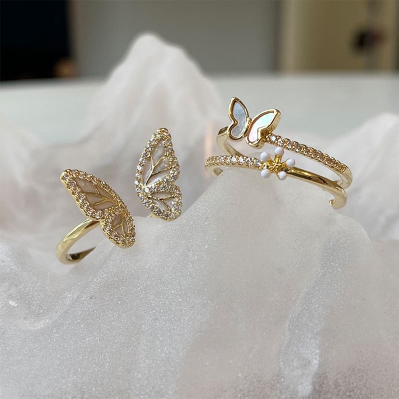 Butterfly Shell Alloy Open Ring