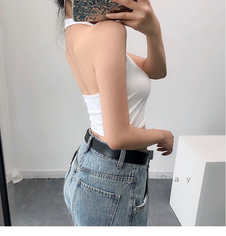 Halter Plain Top Crop