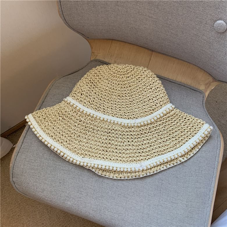 Pearl Straw Sun Faux Hat