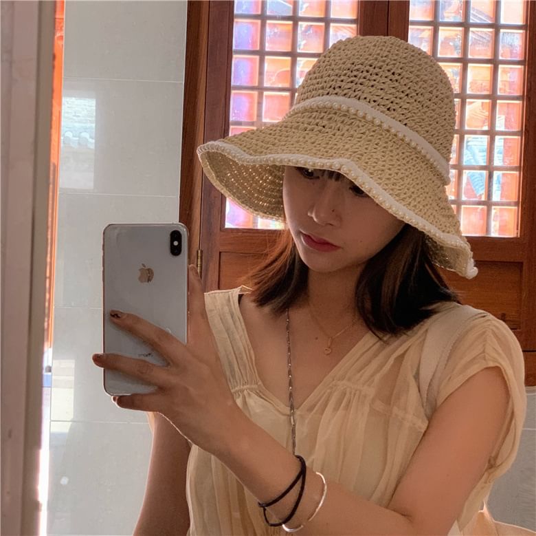 Pearl Straw Sun Faux Hat