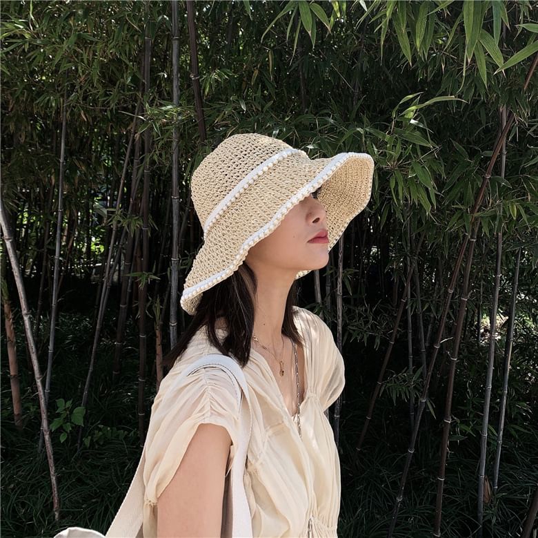 Pearl Straw Sun Faux Hat
