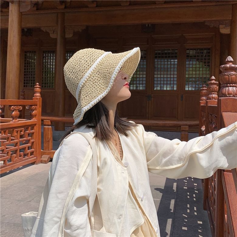 Pearl Straw Sun Faux Hat