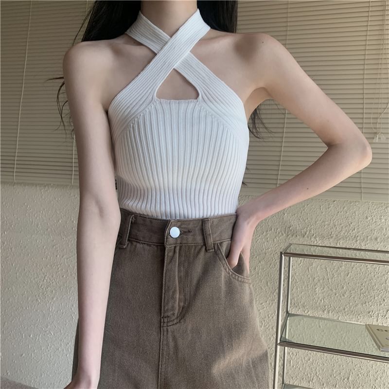 Strap Plain Top Crop Cross