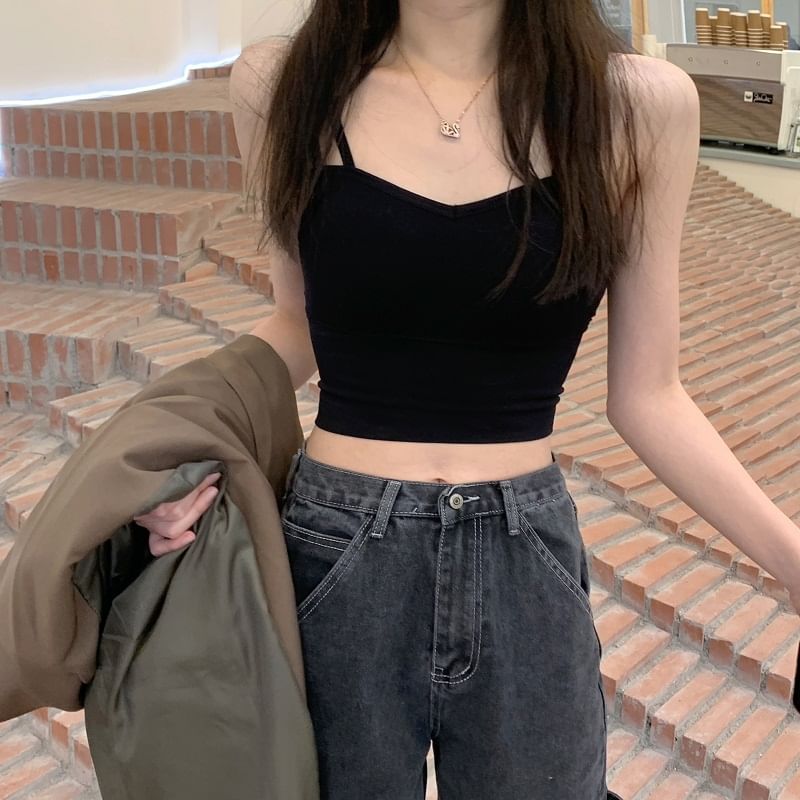 Strappy Top Crop Plain