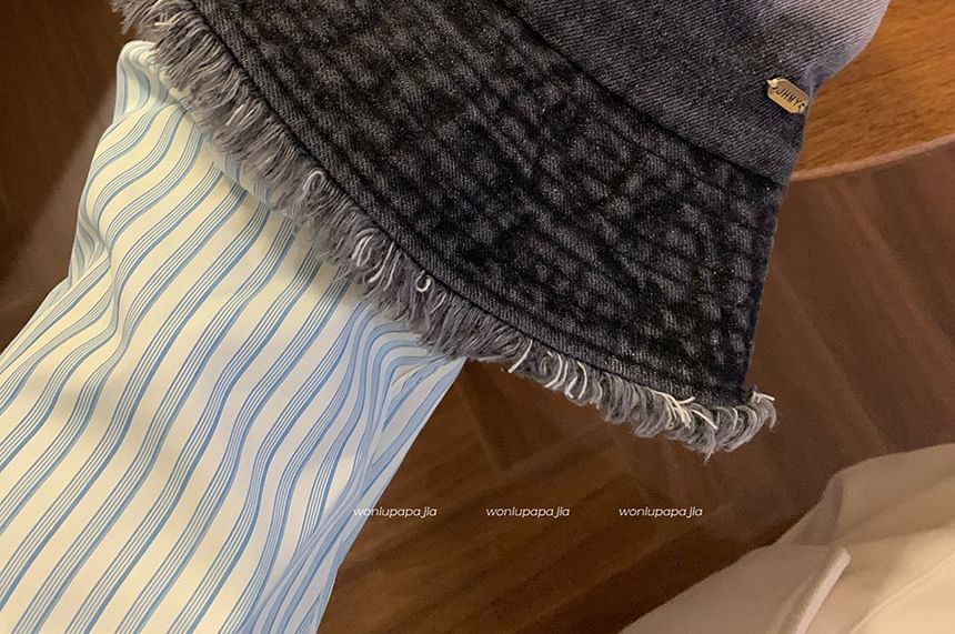 Denim Bucket Hat Washed Frayed Gradient