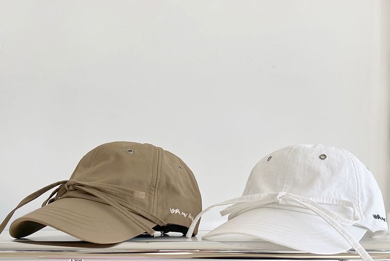 Baseball Embroidered Cap Lettering Bow Accent