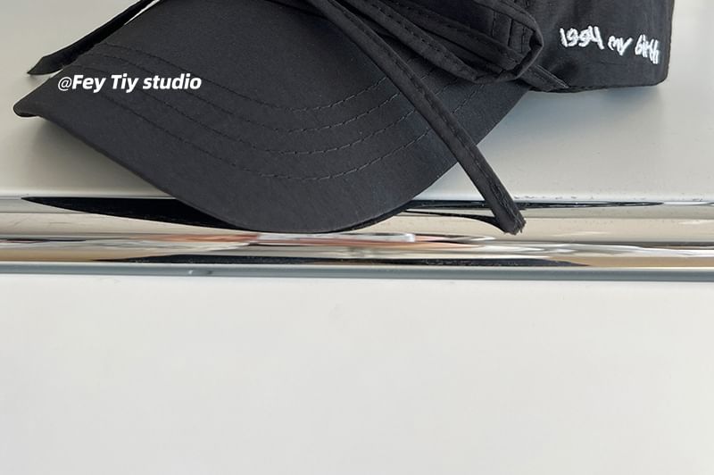 Baseball Embroidered Cap Lettering Bow Accent