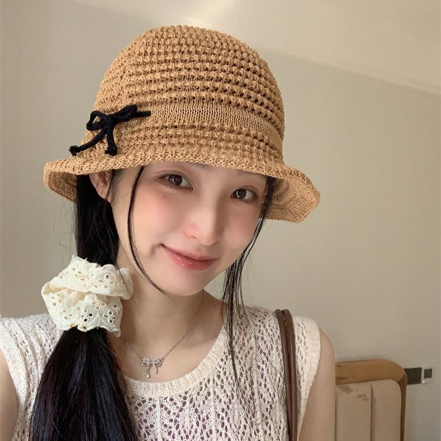 Woven Accent Hat Bow Bucket