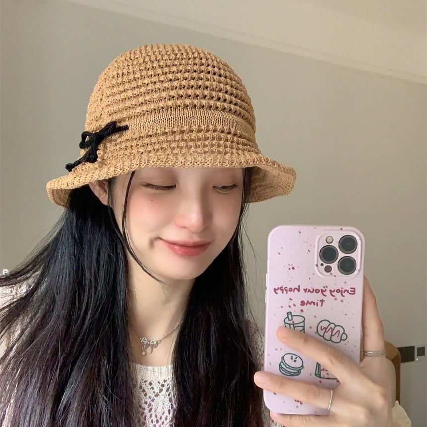 Woven Accent Hat Bow Bucket