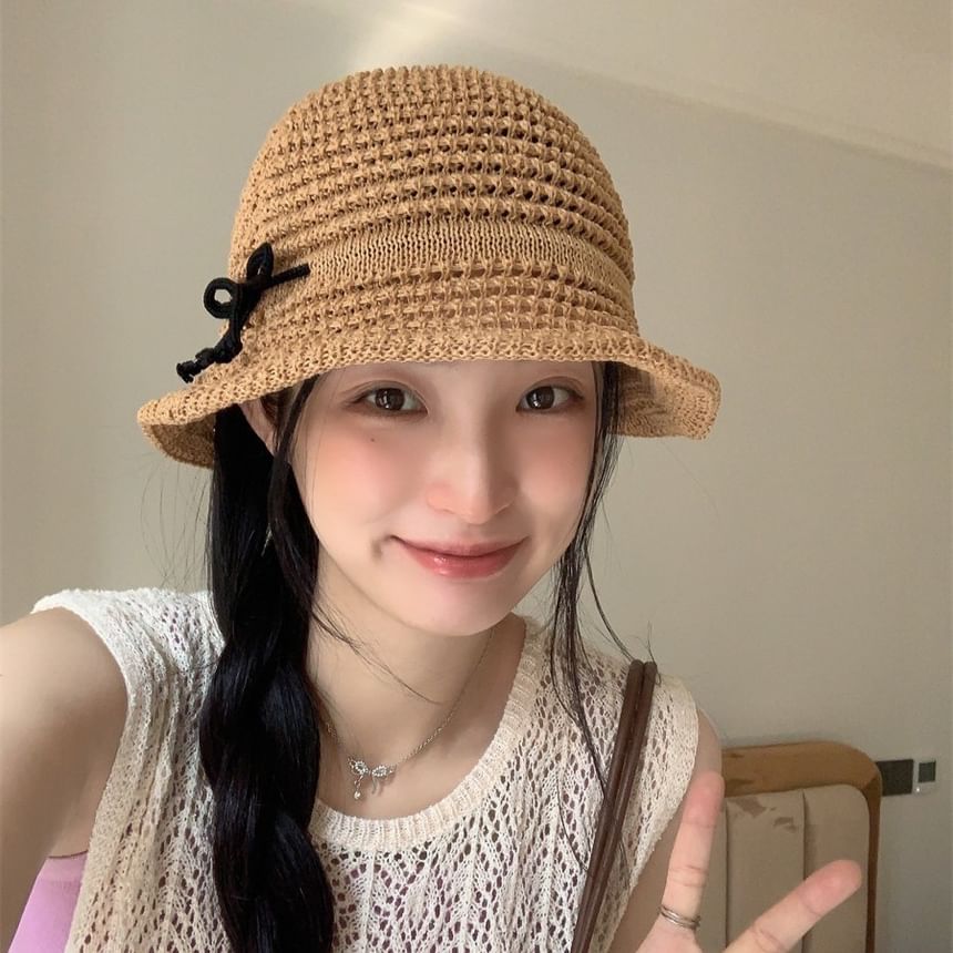 Woven Accent Hat Bow Bucket