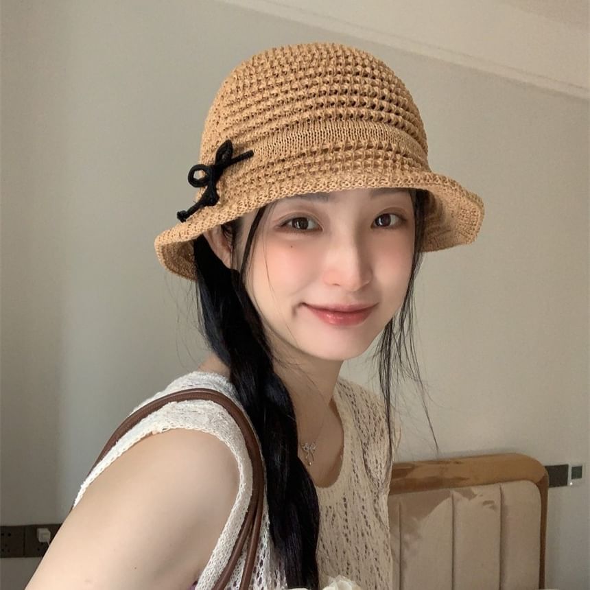 Woven Accent Hat Bow Bucket