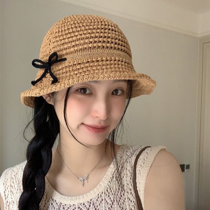 Woven Accent Hat Bow Bucket