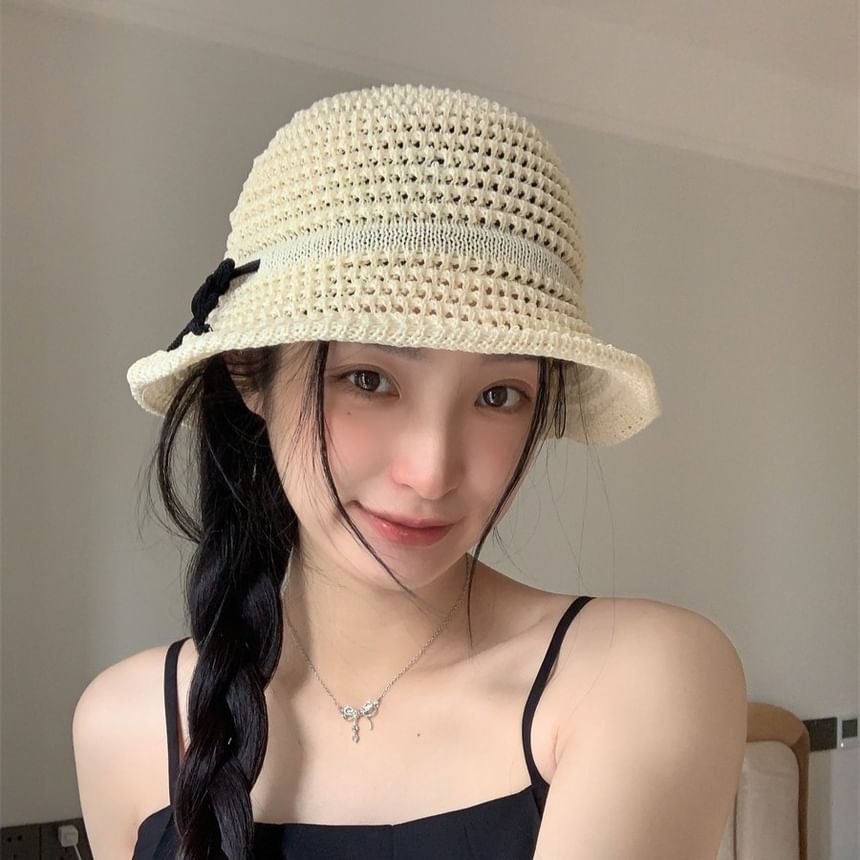 Woven Accent Hat Bow Bucket
