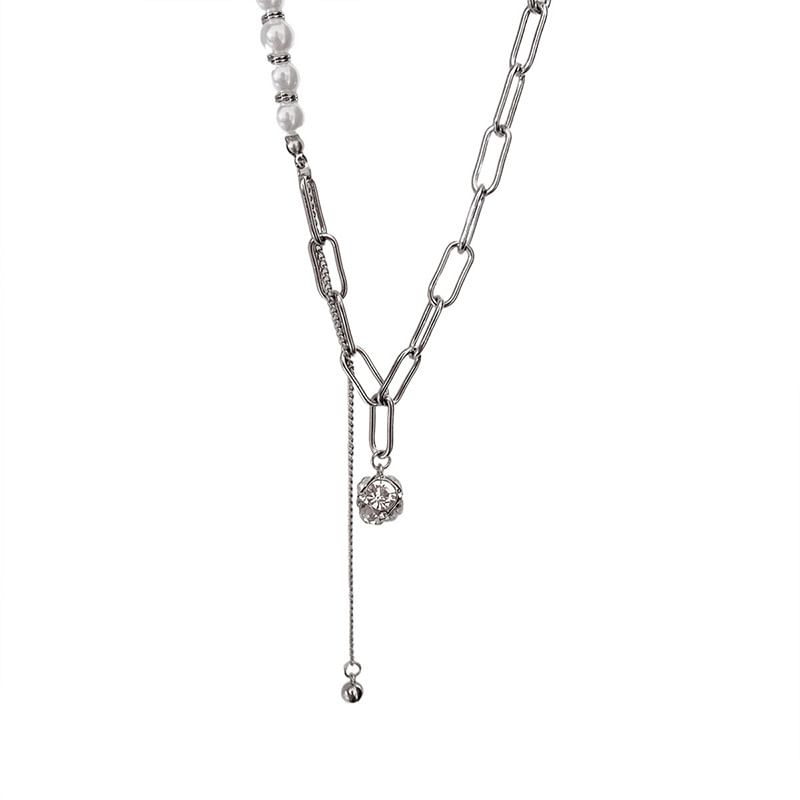 Necklace Rhinestone Pearl Faux Chain