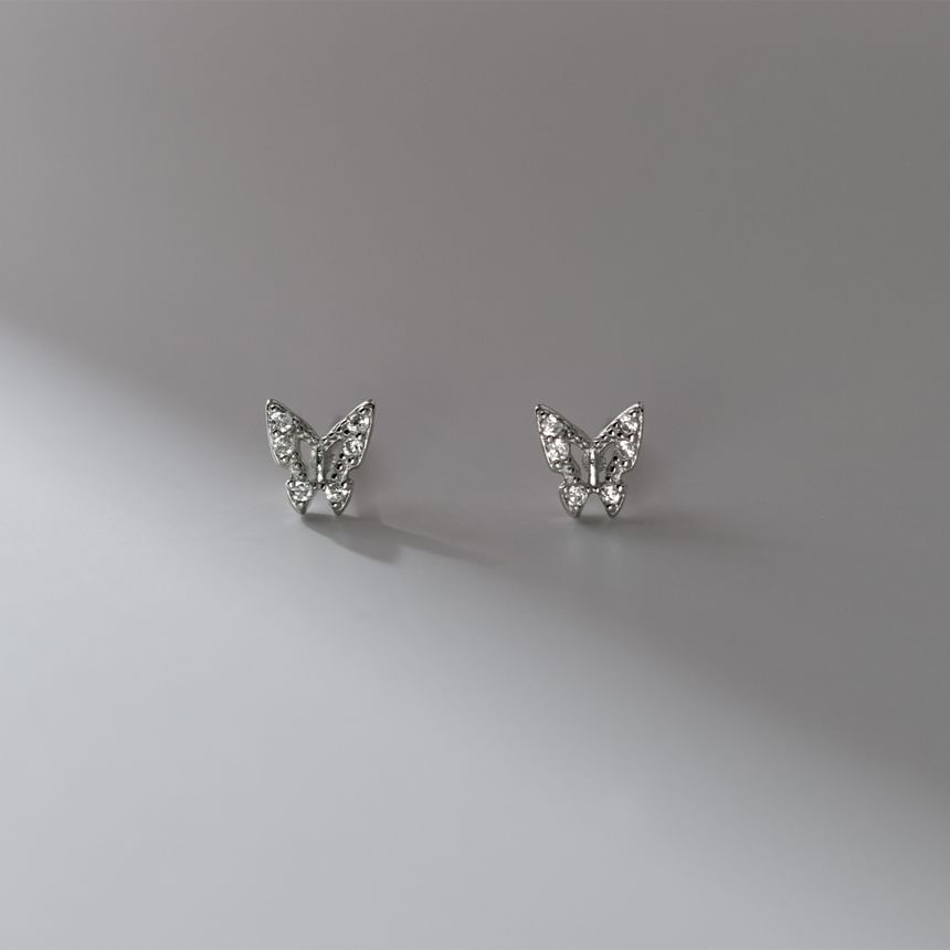 Butterfly Rhinestone Sterling Silver Stud Earring (Various Designs)