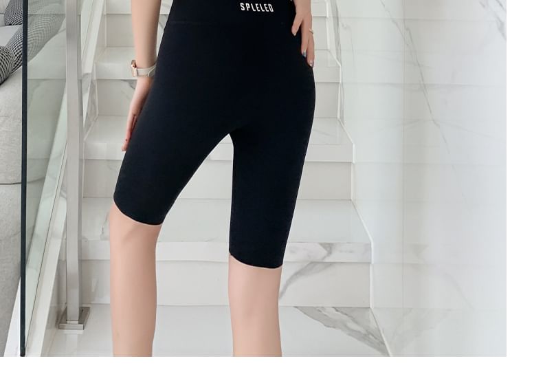 Lettering High Rise Yoga Shorts (Various Designs)