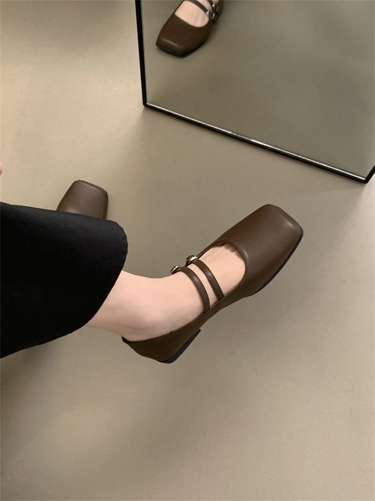 Square Toe Mary Jane Shoes