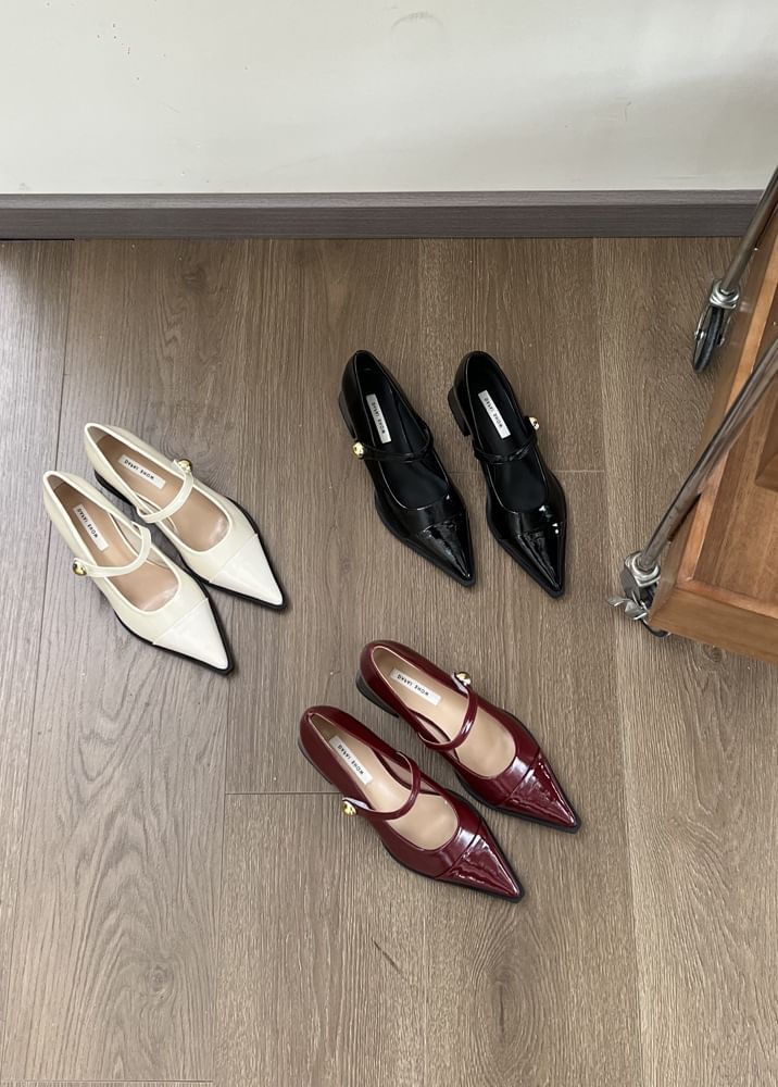 Pointed Chunky Jane Toe Heel Shoes Mary
