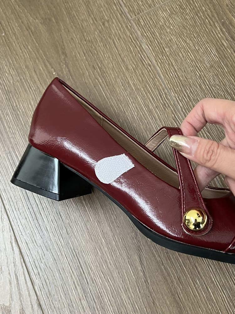 Pointed Chunky Jane Toe Heel Shoes Mary