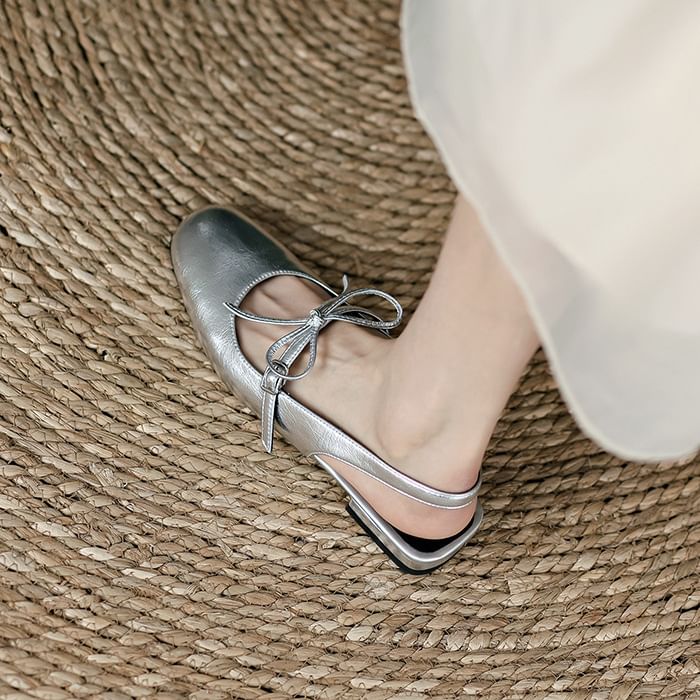 Heel Bow Sandals Chunky Slingback