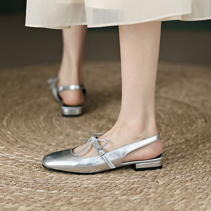 Heel Bow Sandals Chunky Slingback