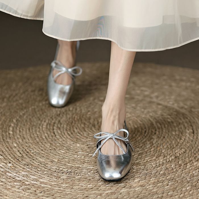 Heel Bow Sandals Chunky Slingback