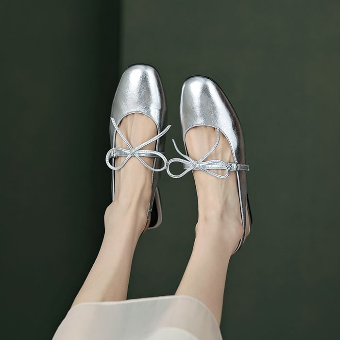 Heel Bow Sandals Chunky Slingback