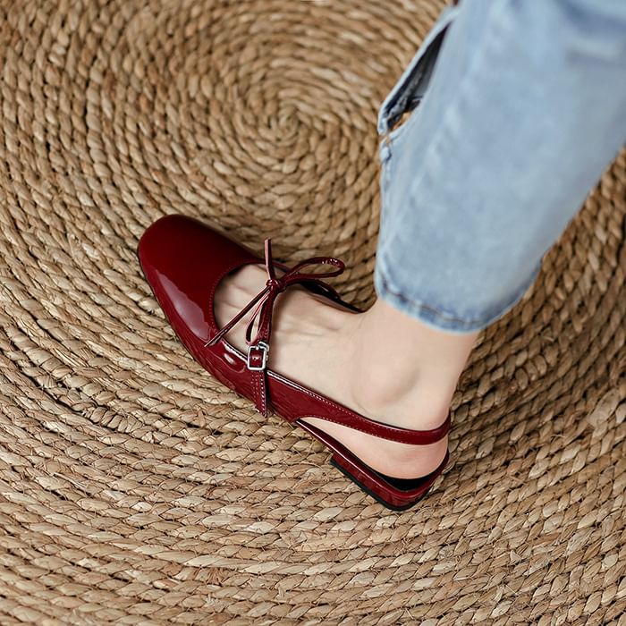 Heel Bow Sandals Chunky Slingback