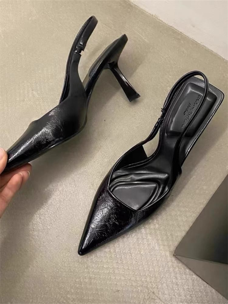 Leopard Sandals Toe Slingback Print High Heel Pointed