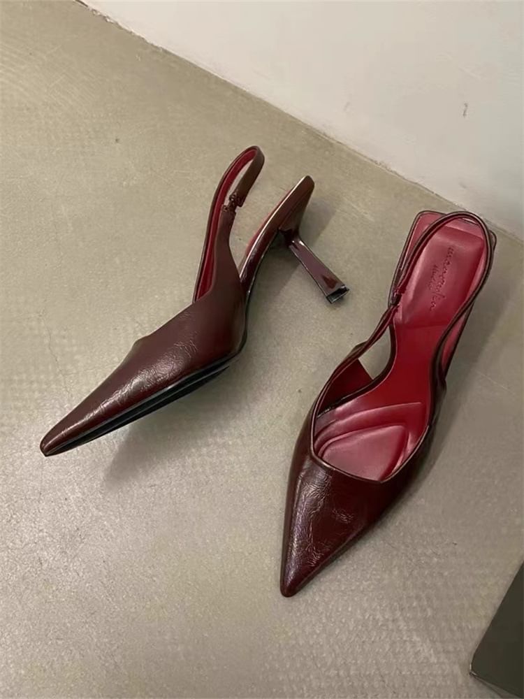 Leopard Sandals Toe Slingback Print High Heel Pointed