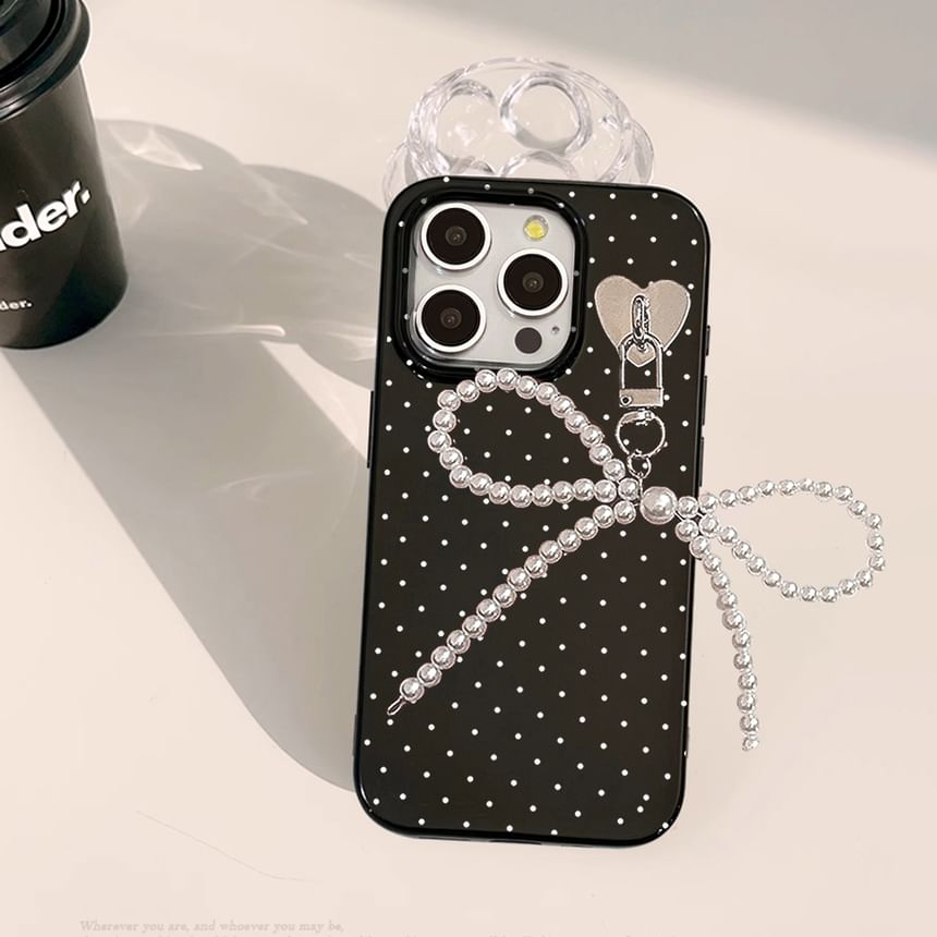 Charm Case Phone Bow Dotted