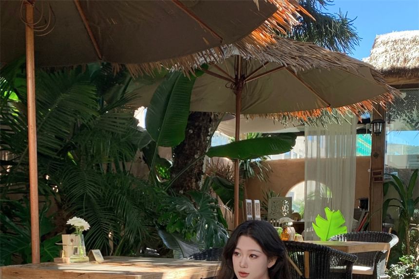 Midi Spaghetti Strap Pleated Plain Dress