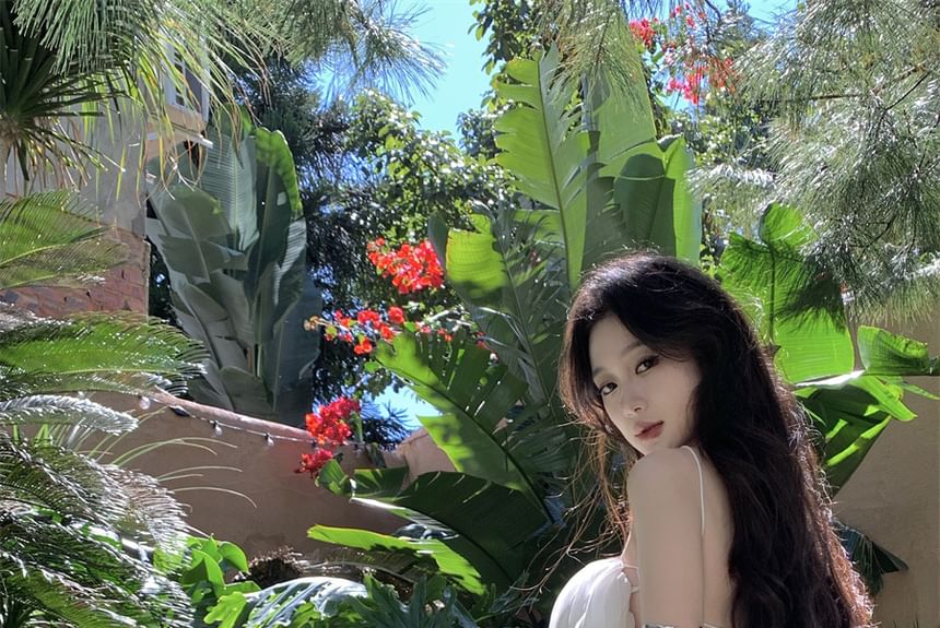 Midi Spaghetti Strap Pleated Plain Dress