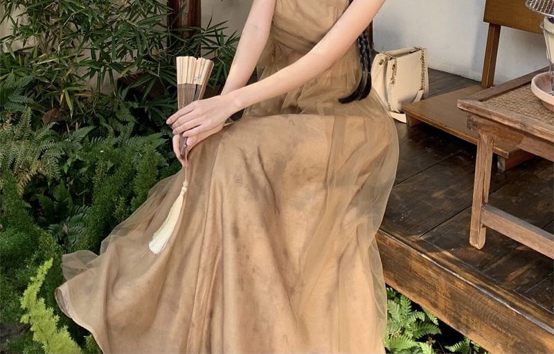 + Camisole Maxi Top Skirt Set: Rise Mid Flowy Plain A-Line