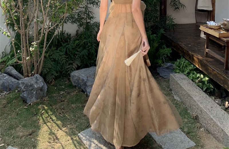 + Camisole Maxi Top Skirt Set: Rise Mid Flowy Plain A-Line