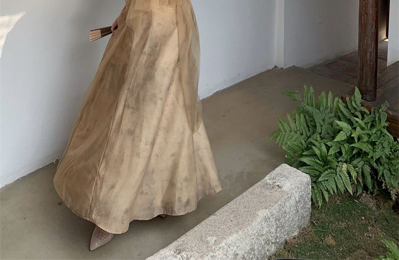 + Camisole Maxi Top Skirt Set: Rise Mid Flowy Plain A-Line